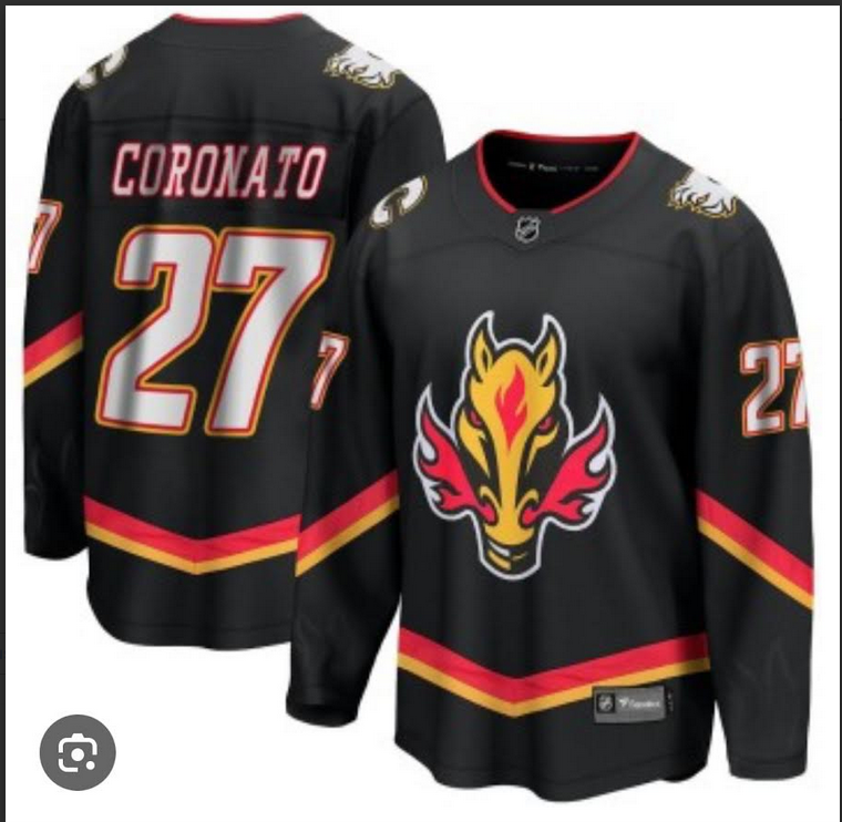 Men Calgary Flames #27 Coronato Fanatics Branded black 2025 NHL Heritage Classic Premier Breakaway Jersey->more jerseys->MLB Jersey